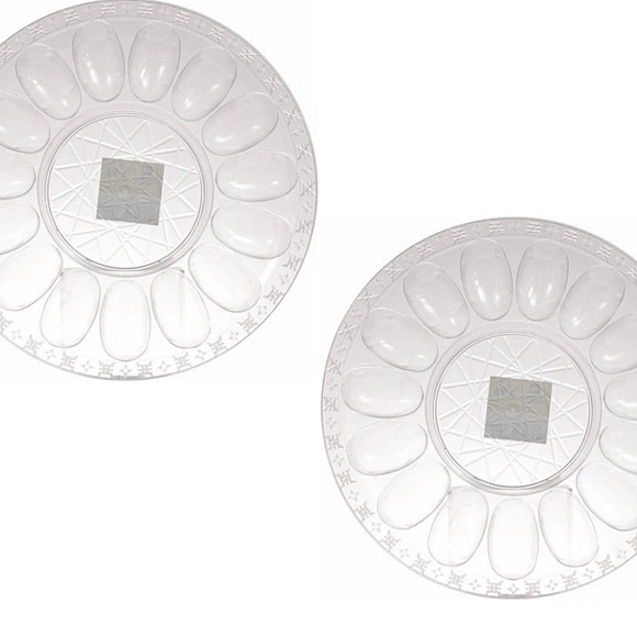 Deviled Egg Platter 2 Pack Hardboiled Egg Crystal Cut Clear Egg Trays - Set of 2 - Picture 6 of 7